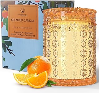 TTRWIN Duftkerze im Glas, Duft Orange, 200g Kerze aus Natürlichem Sojawachs, 50 Stunden Brenndau…