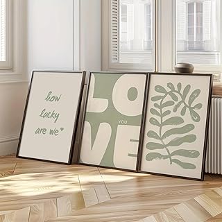 Ueiwffzo 3er Stilvolle Poster Set Grün Abstrakt Wandbilder Wohnzimmer Wandbild Modern Bilder Set…