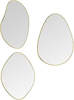 Wandspiegel 3er Set mit Metallrahmen in Gold |
