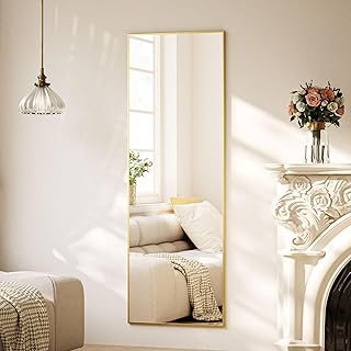 BEAUTYPEAK Ganzkörperspiegel 150×40 cm, Standspiegel und Wandspiegel mit Aluminiumrahmen, Shatte…