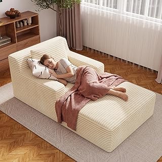 Boneless Couch Modernes Cord Bodensofa mit Schlaffunktion – Cloud Sofa mit Chaiselongue, 1 Kiss…