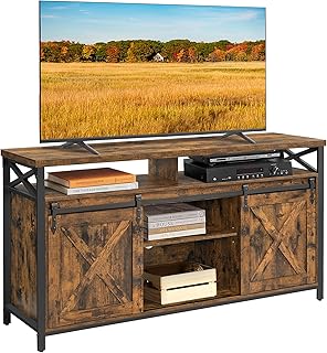VASAGLE TV-Schrank, Lowboard für Fernseher bis zu 65 Zoll, mit verstellbaren Ablagen, rustikale …