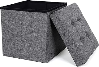 SONGMICS Sitzhocker mit Stauraum, faltbarer Hocker, Fußhocker, Falthocker, Sitzwürfel für Wohn…