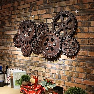 KEPMOGOH Retro-Steampunk-Stil, Zahnrad, 3D-Wanddekoration, Vintage-Industrie-Holzzahnrad, Home-Ba…