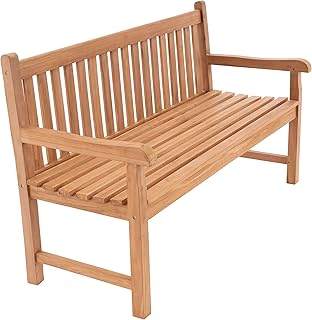 Divero 3-Sitzer Gartenbank Abruzzo aus Teak-Holz, behandelt – Farbe: Braun