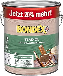 Bondex Teak Öl Teak 3 L für 66 m² | Extrem wasserabweisend | Schützt vor Rissbildung und Aust…