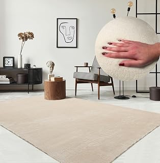 the carpet Relax kuscheliger Kurzflor Teppich, Anti-Rutsch Unterseite, Waschbar bis 30 Grad, Supe…