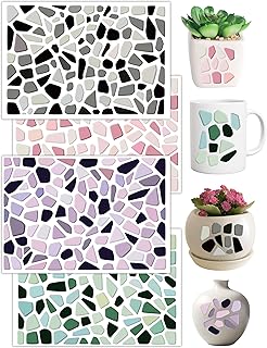 Rub On Sticker 4 Blatt A5 Terrazzo Muster Stein Optik Aufkleber | Transfer Sprüche Spruch Unrege…
