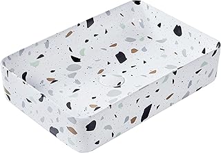 Aufsatzwaschbecken Keramik weiß Terrazzo Optik rechteckig 61×35 cm modern Nules