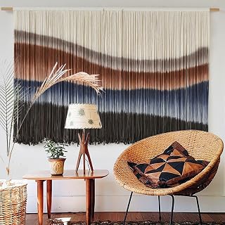 Flber Großer Makramee-Wandbehang im Boho-Stil mit Batikmuster, Faser-Kunstdekor für Wohnzimmer,…