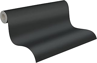 A.S. Création Uni-Vliestapete in Textiloptik – Schwarz – 10,05 x 0,53 m | Einfarbig & vielse…