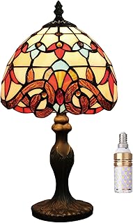 8 „Tischlampe Tiffany-Stil Buntglas Lampenschirme Vintage Schreibtischlampe Kleine Nachttischlamp…