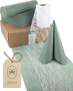 100% Mosel Tischdeko-Set – Eukalyptus Grün & Weiß (25–50 Gäste) | Tischläufer aus Vlies &…