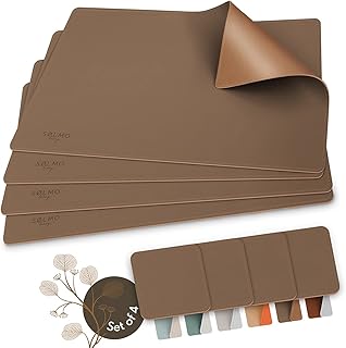 Sølmo Designer Tischset aus PU-Leder – Hitzebeständig Zweifarbig – 4er Platzset Abwischbar mit …
