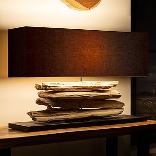 invicta INTERIOR Große Design Lampe RIVERINE schwarz Treibholz Leuchte Handarbeit Tischleuchte T…