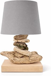 Handgefertigte Tischlampe/Tischleuchte aus Treibholz (Lampenschirm anthrazit)