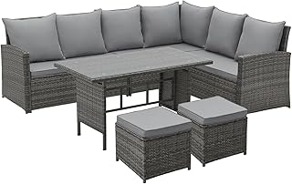 SVITA Monroe Garten-Lounge Set Polyrattan Lounge-Möbel Sitzgruppe Grau