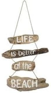 Treibholz Wanddeko Life is Better at the Beach, 65 cm x 30 cm, Maritime Dekoration, Naturholz