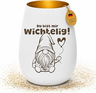 Windlicht Wichtel Motiv | Wichtelig Teelichthalter Glas mit Gravur „Du bist Mir wichtelig“ | …