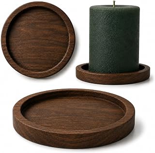 Elegante Kerzenuntersetzer, 2er Set aus nachhaltigem Nussbaumholz Ø10cm⇧1,3 | eckiger Rand, ma…