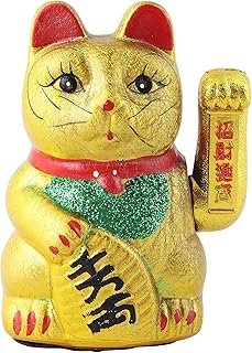 Freak Scene Glückskatze – Maneki-Neko – Winkekatze aus Keramik – 17 cm – Gold
