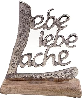 formano Schriftzug Lache Liebe Lebe aus Aluminium/Mango Holz Deko Aufsteller Tischdeko Wohndekora…