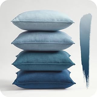 Topfinel 40×40 Kissenbezug blau 4er Set Samt Kissenbezüge Kissenhülle Dekokissenbezug sofakisse…