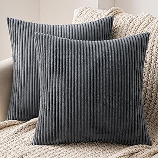 MIULEE 2er Set Kissenbezug 40×40 cm Kord Kissenhülle Sofakissen Dunkelgrau | Dekorative Kissenbe…
