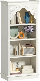 YITAHOME 4-Tier Vintage Bücherregal mit geschnitztem Design Bücherregal offenes Display Lagerun…