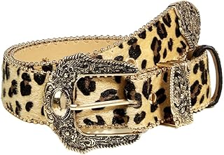 Damen Ledergürtel für Jeans Hosen Kleider Leopardenmuster Mode Taille Gürtel mit Vintage Golds…