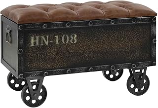 vidaXL Aufbewahrungsbank, Massivholz, Braun, 80,5x41x50 cm, Fichtenholz & MDF mit Kunstleder, Sit…