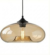 Einflammige Pendelleuchte mit Bunt Glas Lampenschirm, Vintage-Industriedesign, E27 Dekorative Hä…