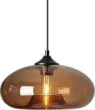 Einflammige Pendelleuchte mit Bunt Glas Lampenschirm, Vintage-Industriedesign, E27 Dekorative Hä…