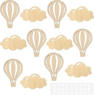 VANORIAL 12 Stück Heißluftballon Wanddeko Holz Wolken Design | Natürliche Wanddekoration im Ha…