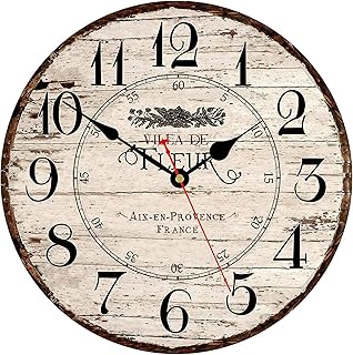 Wanduhr Vintage 30 cm Ohne Tickgeräusche Küchenuhr Holz | Vintage Wanduhr aus Holz im französi…