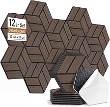 12 Stück Hexagon Akustikplatten Selbstklebend, 30 x 26 x 0,9 cm Hohe Dichte schallabsorber wand,…