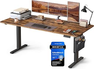 SONGMICS Höhenverstellbarer Schreibtisch elektrisch, 180 x 80 cm, stufenlos verstellbar, Memory-…
