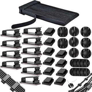 MiuCo Kabelmanagement Schreibtisch Kit mit 50Stk Kabelbinder Klettband+40Stk Kabelklemme/KabelCli…