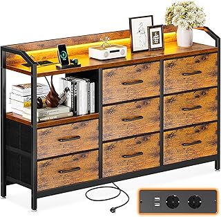ODK Kommode mit Schubladen, Schubladenschrank mit LED-Lichtstreifen mit 10 Einstellbaren Farben u…