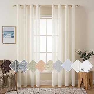 MIULEE 2er Set Voile Vorhang Sheer Leinenvorhang mit Ösen Transparente Leinen Optik Gardine Öse…