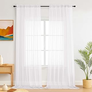 Simplebrand Weiße Transparente Vorhänge für das Schlafzimmer 150 x 229 cm 2 Paneele, UV-bestä…