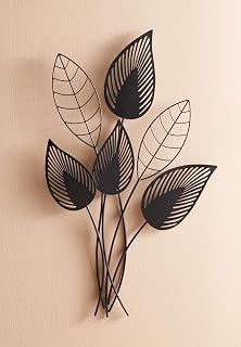 3D Wandbild „Blätter“ aus Metall, schwarz, 55 x 84 cm, Wanddeko Wohnzimmer | Metallbild für Kü…