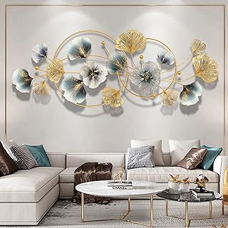 QW Modernes Ginkgo Wanddeko Metall, 3D Hängende Skulptur Dekorationen Für Home Office Wohnzimme…