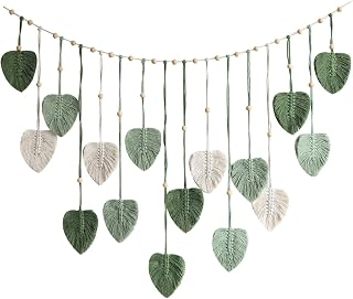 Makramee Wandbehang, 120x75cm, Boho Wandteppich, Wohnzimmer Schlafzimmer | Handgewebter, mit Blä…