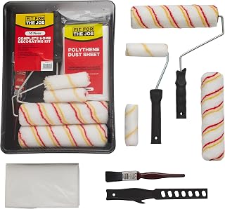 Fit For The Job 10-teiliges Heimdekorationsset, Farbroller- und -wannen-Set mit Pinsel, Staubschu…