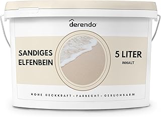 derendo Wandfarbe Beige Sandiges Elfenbein hohe Deckkraft Innenfarbe matt 5l