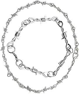Unisex Kette & Armband Mit Stacheldraht-Design – Grunge Accessoires Für Rave & Techno Outfits – …