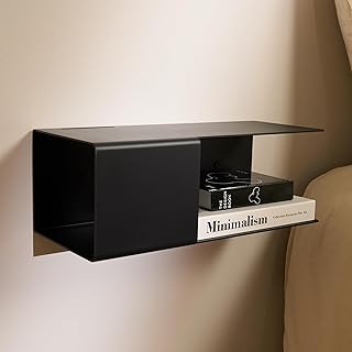 Designfabrik Hamburg Schwebender Nachttisch | 2er-Set Schwarz | aus Metall | Hängender Nachtschr…