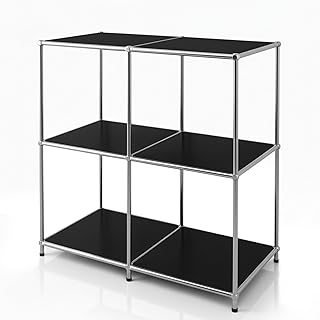 Floordirekt Regal, Metallregal, Sideboard – Schwarz, Chrom, 80Hx80Bx40T cm – Modulares Stecksyste…