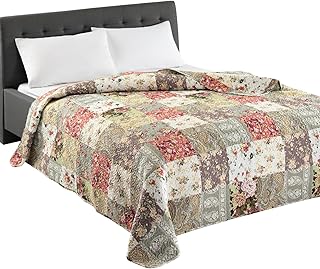 Tagesdecke Patchworkdecke Dakota im Vintage Design, Doppelbett Bettüberwurf im Patchwork Stil, 2…